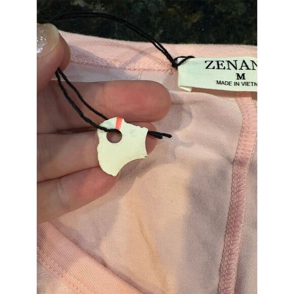 Zenana Women's V-Neck Front Tie T-Shirt Pink Size M Casual Spring - Picture 6 of 9